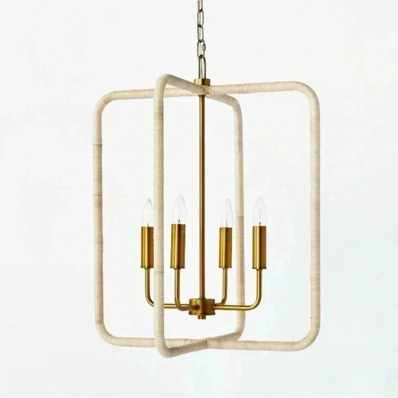 Rattan Lantern Ceiling Pendant Brass - Threshold™ designed with Studio M… - Picture 1 of 11